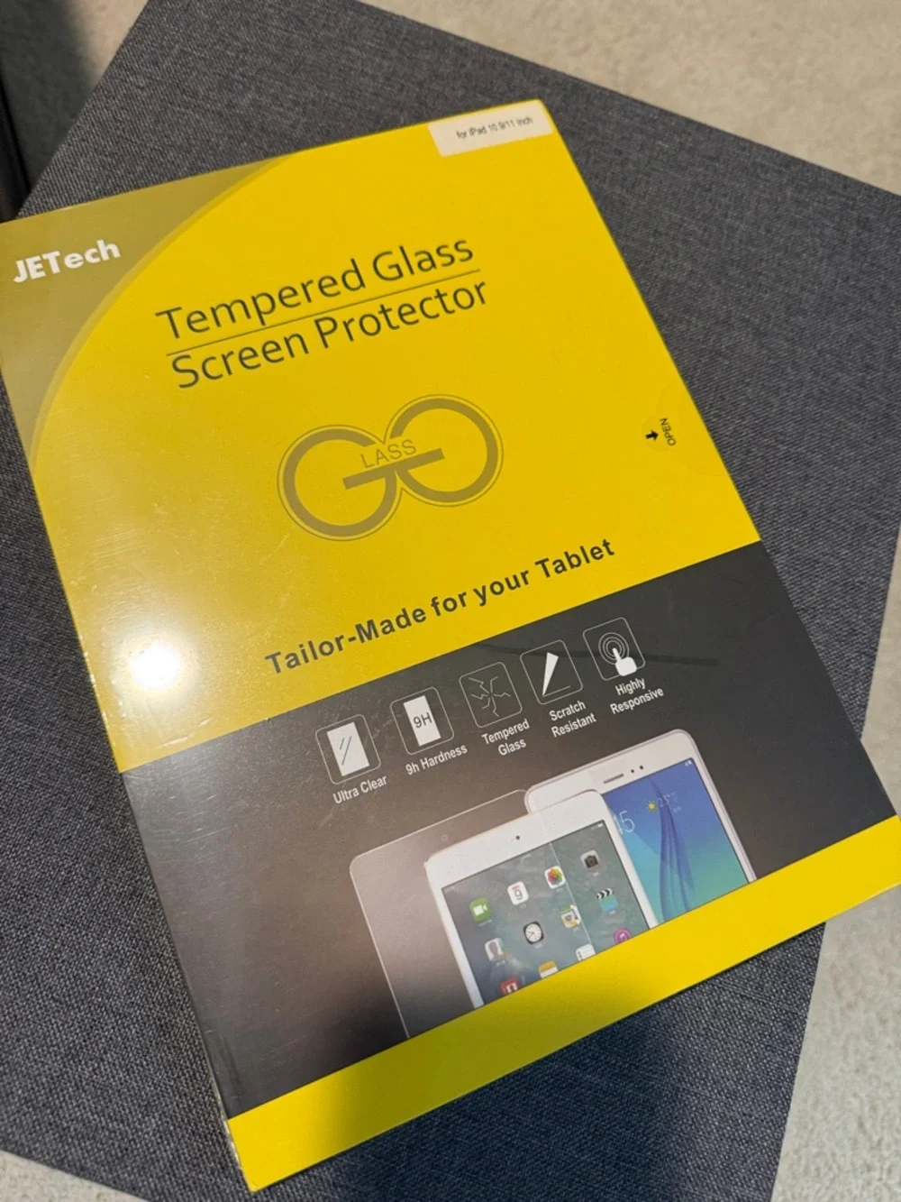 JETech Yellow Tempered Glass Screen Protector for Tablets